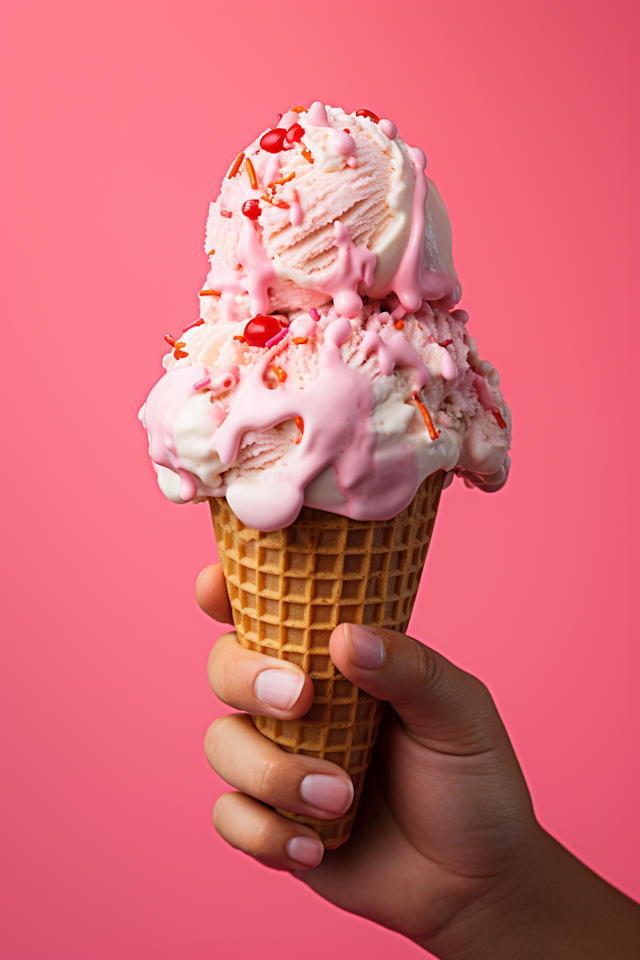 Strawberry Bliss Waffle Cone