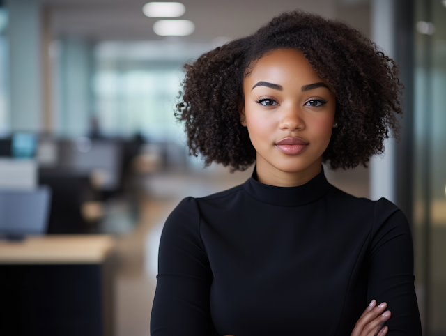 Confident Woman in Office Setting