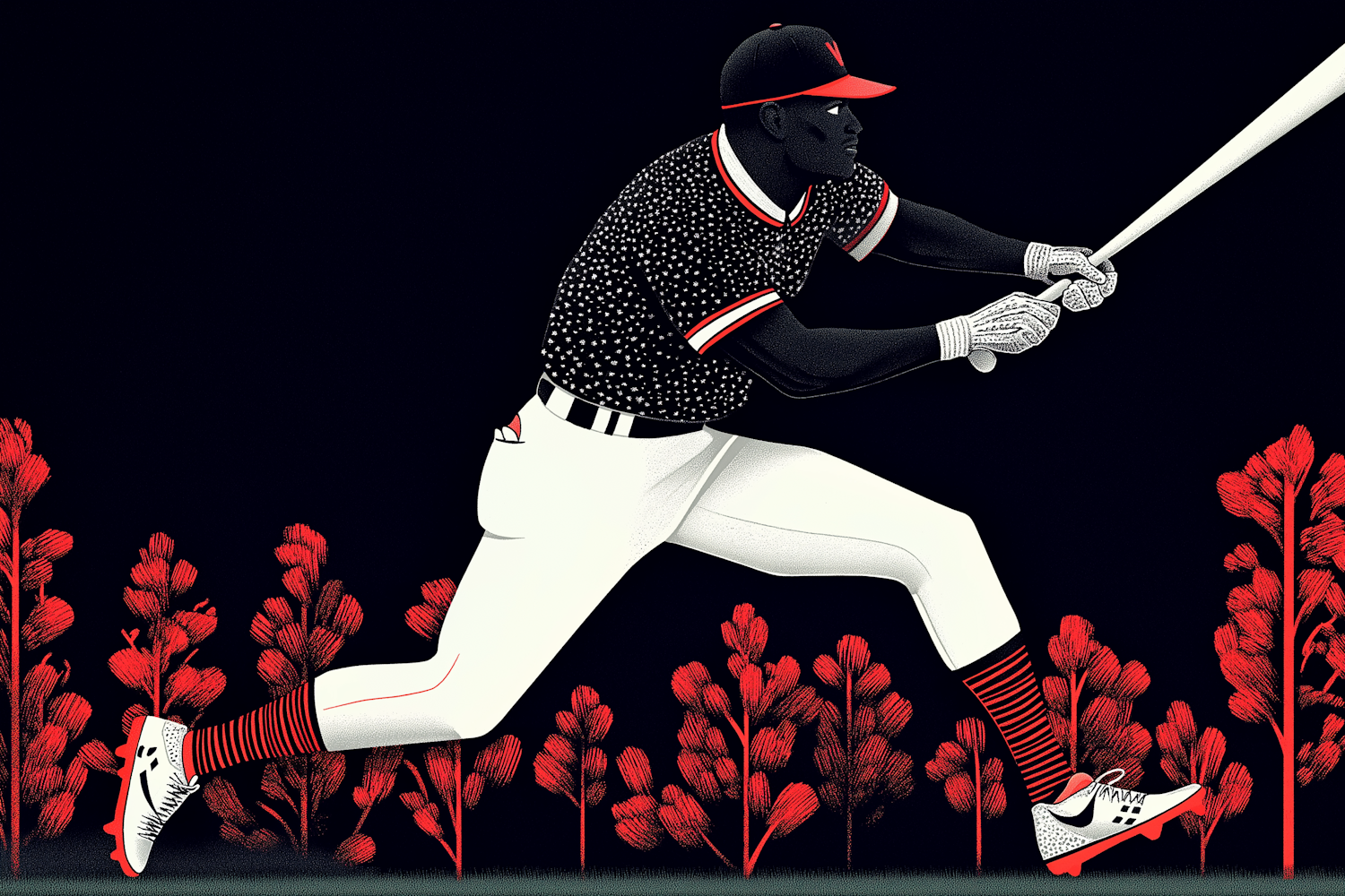 Dynamic Baseball Player Illustration