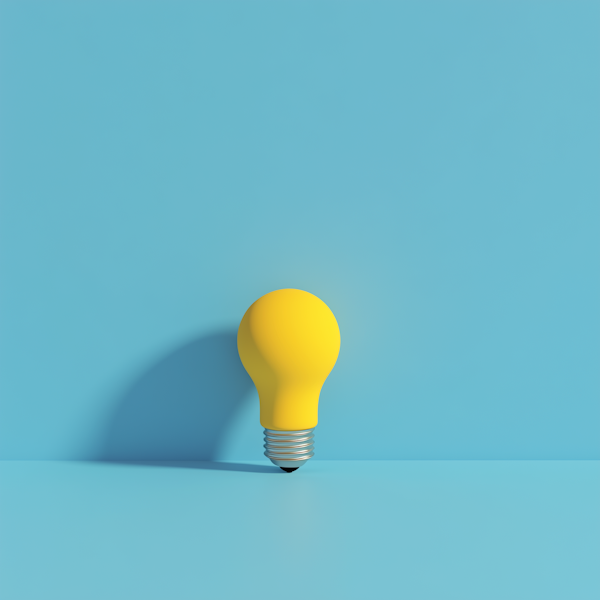 Yellow Light Bulb on Blue Background