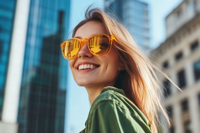 Joyous Young Woman in Urban Setting