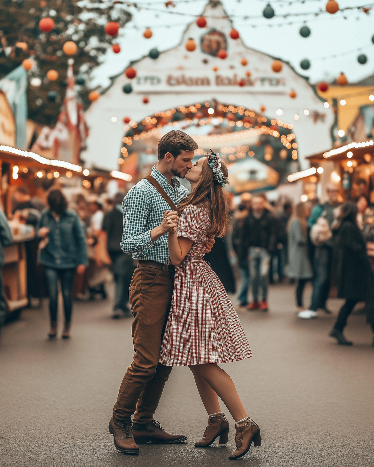 Couple Dancing at Festive Market