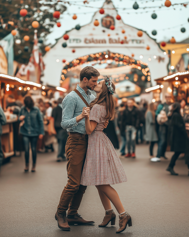 Couple Dancing at Festive Market