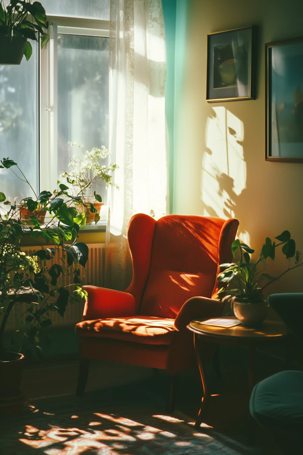 Cozy Interior with Orange Armchair