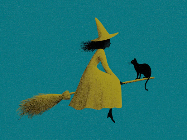 Witch and Cat Illustration