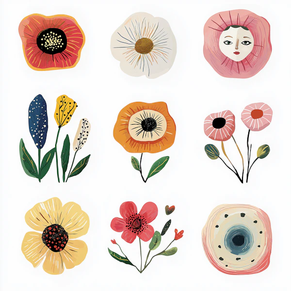 Stylized Floral Grid