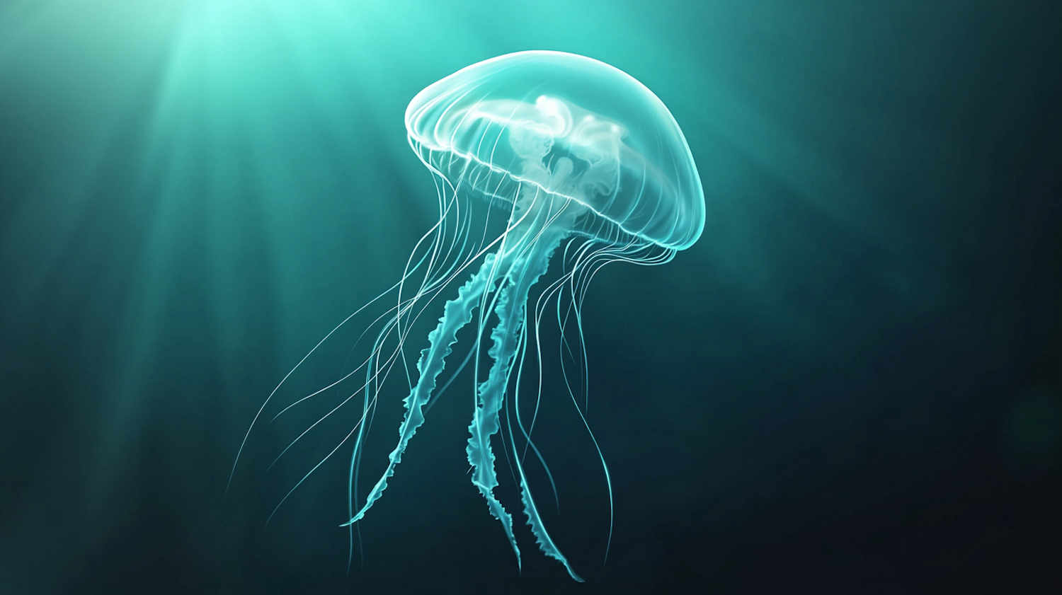 Ethereal Jellyfish in Deep Blue Ocean