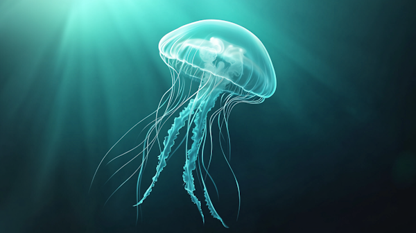 Ethereal Jellyfish in Deep Blue Ocean