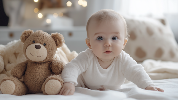 Tranquil Baby with Teddy Bear