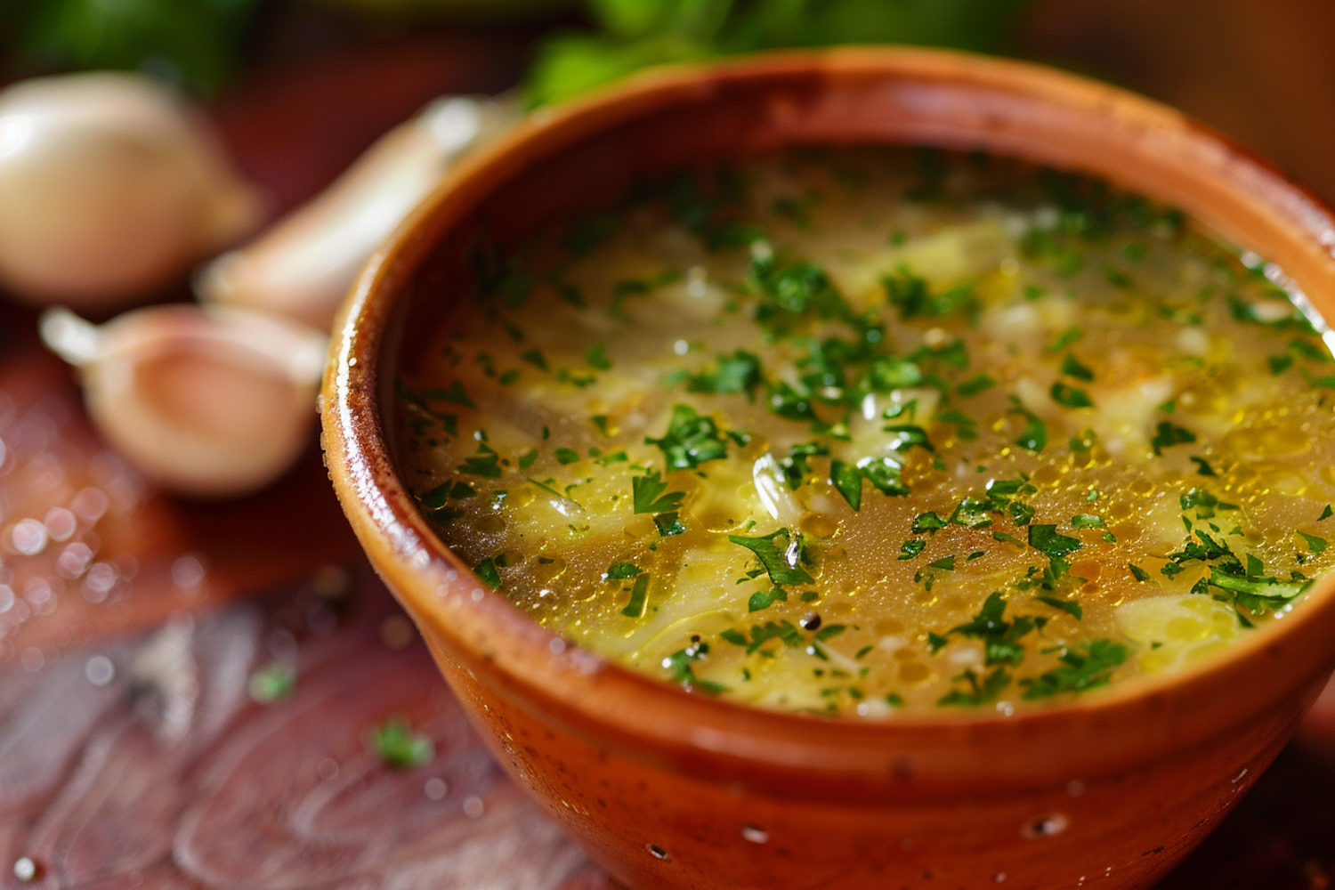 Hearty Bowl of Soup with Fresh Herbs