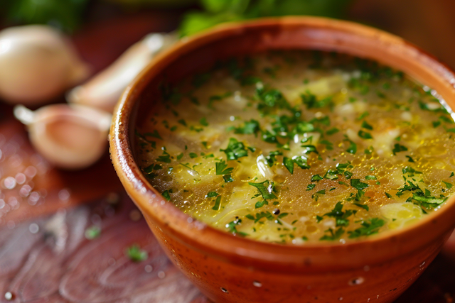 Hearty Bowl of Soup with Fresh Herbs