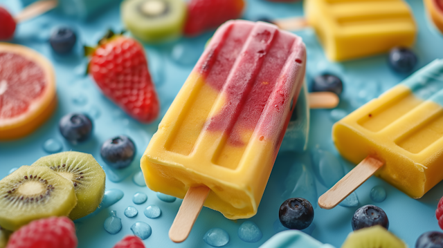 Colorful Popsicles with Fresh Fruit