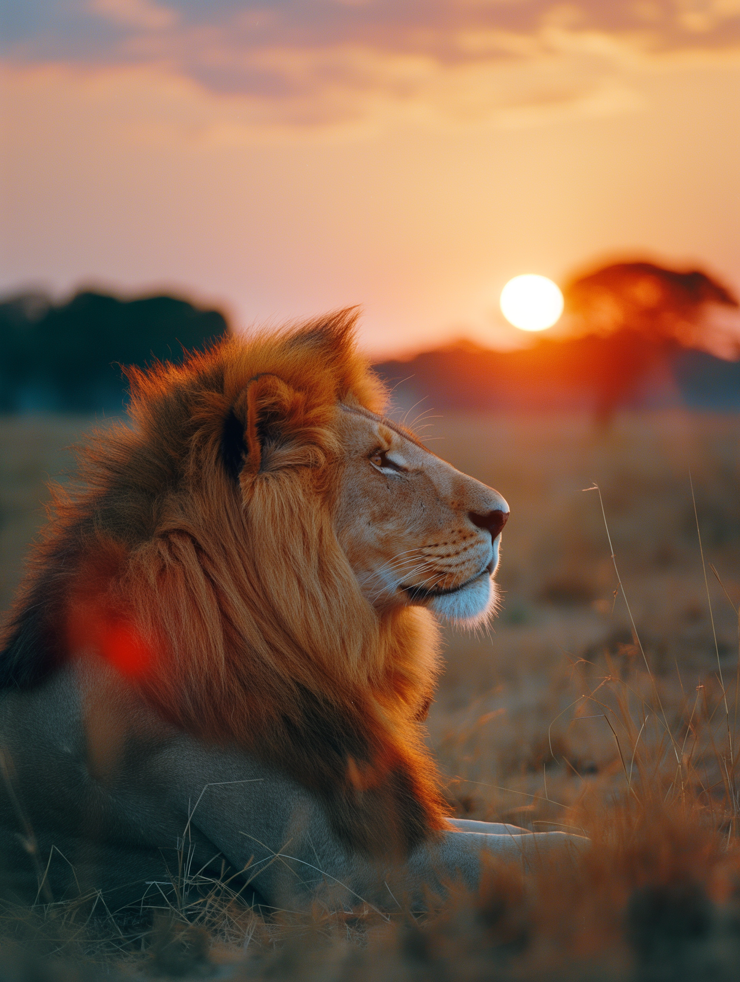 Majestic Lion in Sunset