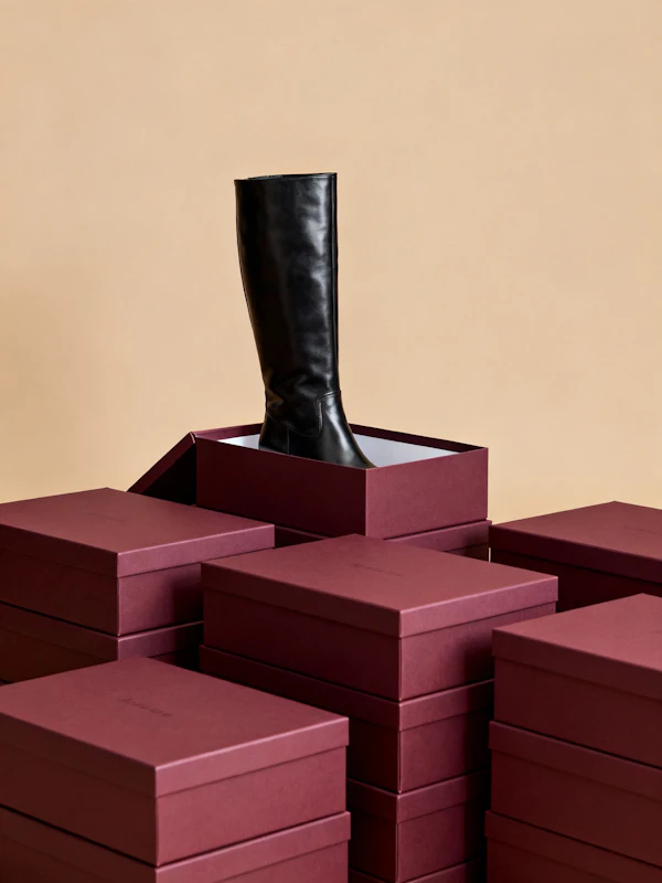 Black Leather Boot Display