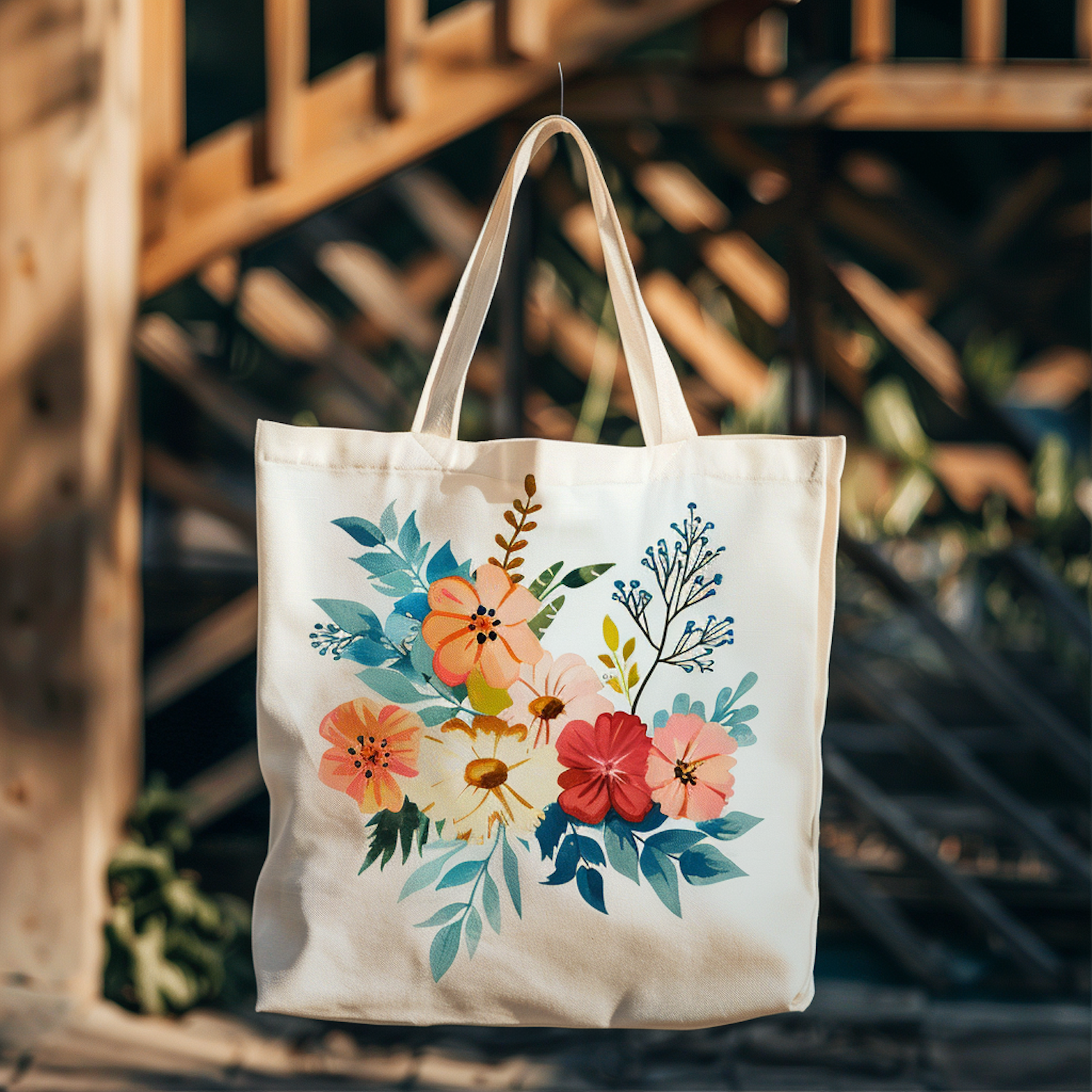 Floral Canvas Tote Bag