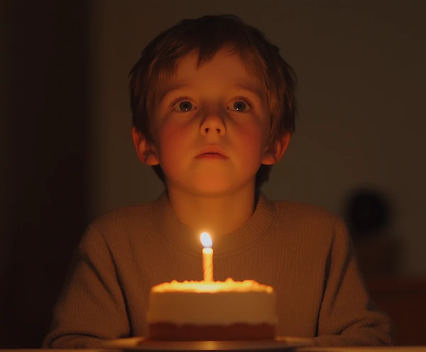 Child with Birthday Candle