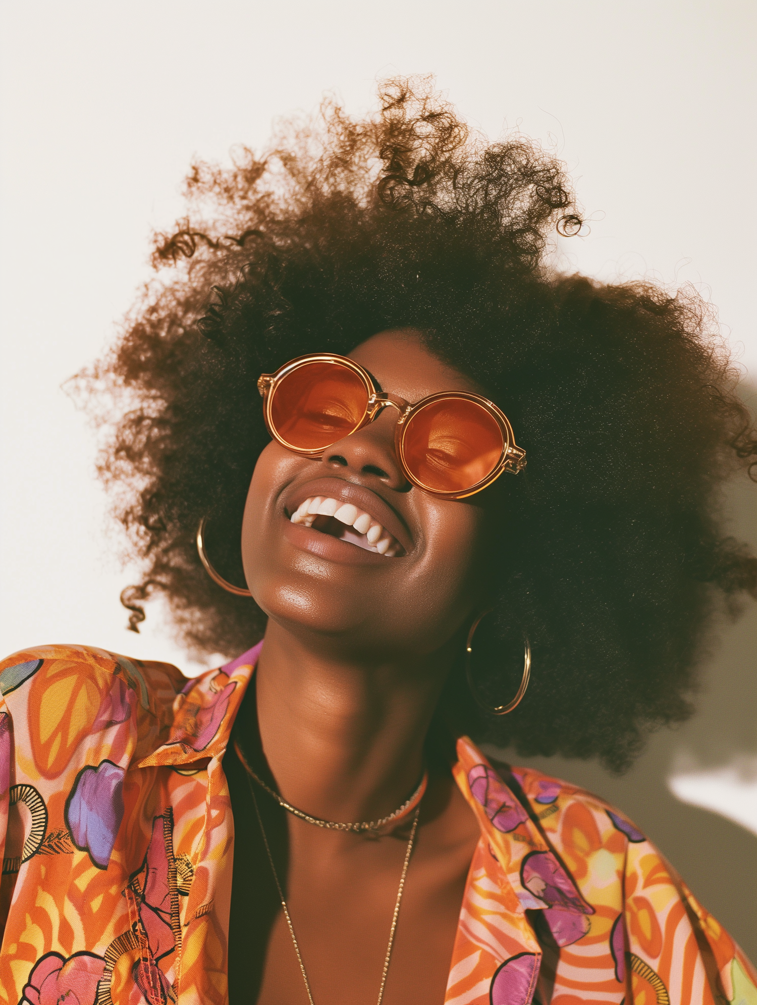 Joyful African American Woman in Summer Attire