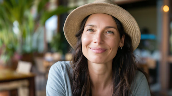 Woman Smiling in Outdoor Setting