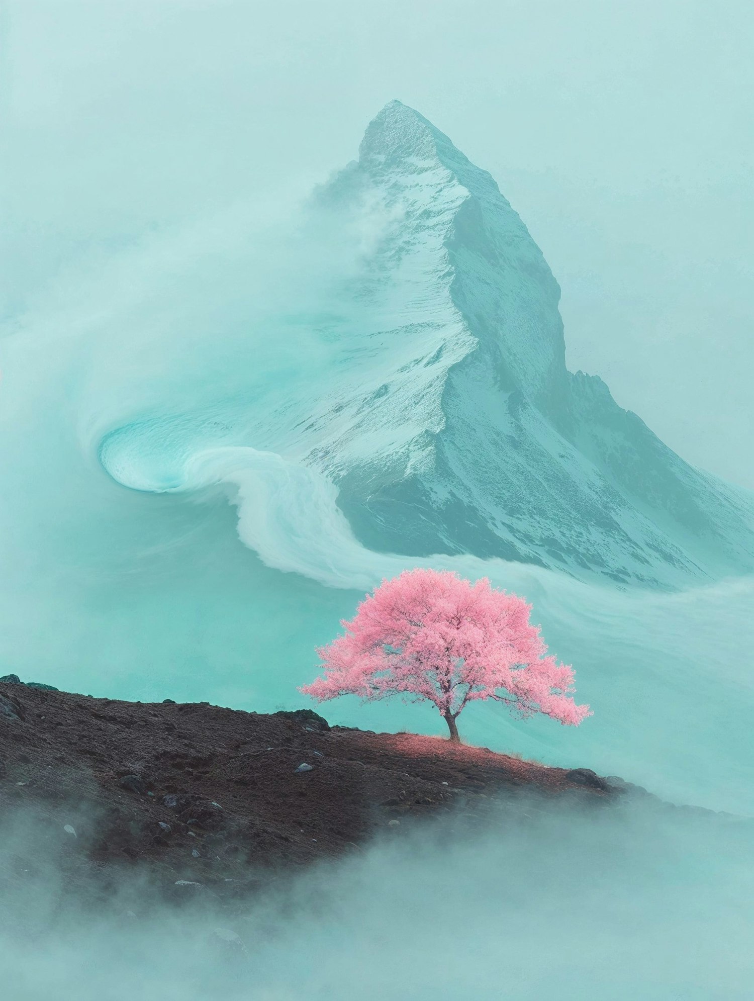 Ethereal Landscape with Cherry Blossom