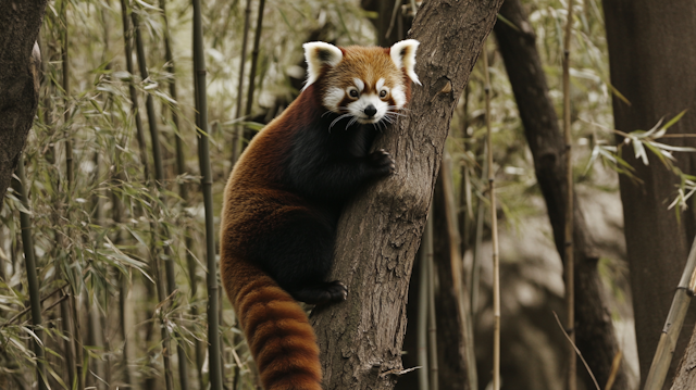 Red Panda in Bamboo Forest