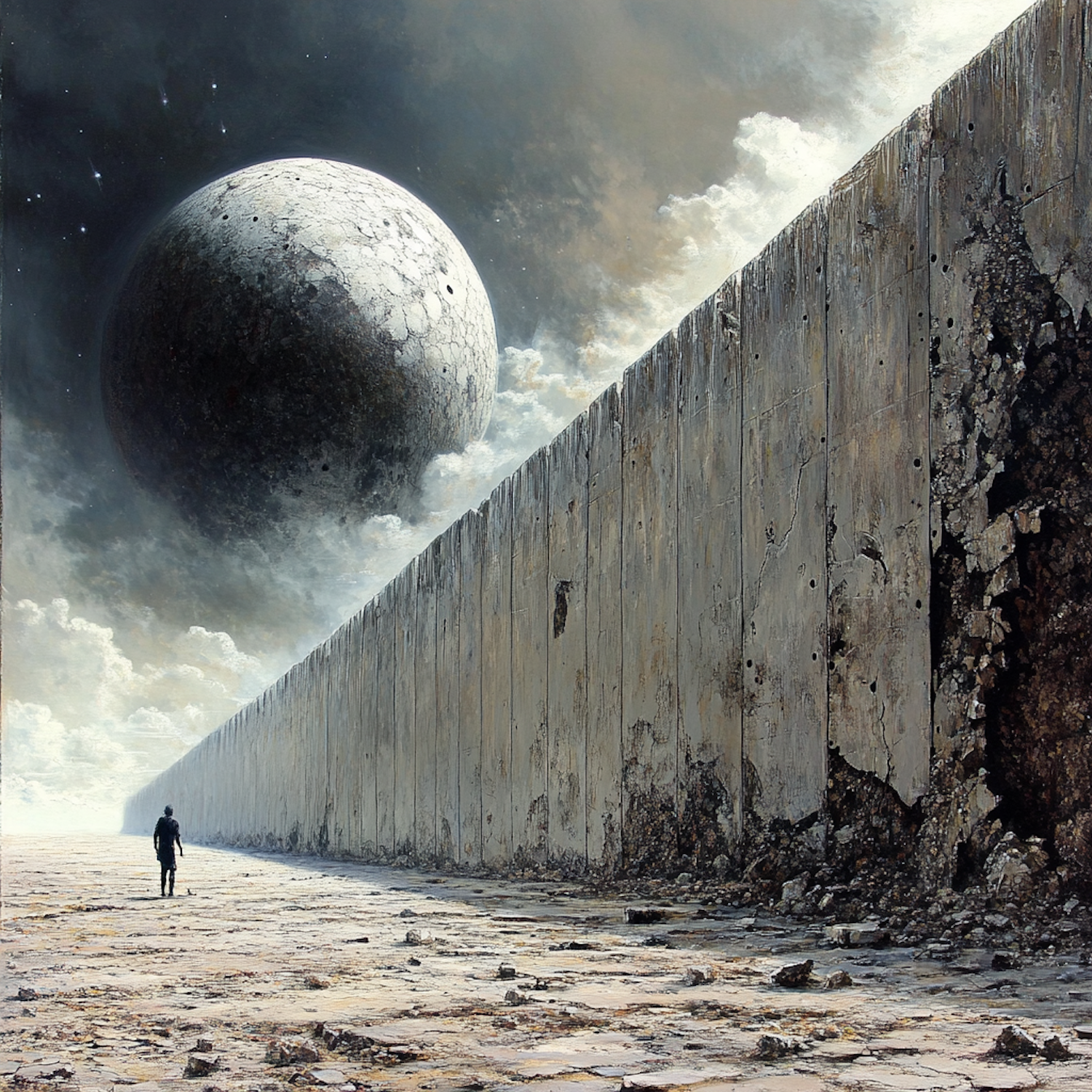 Desolate Landscape with Towering Wall