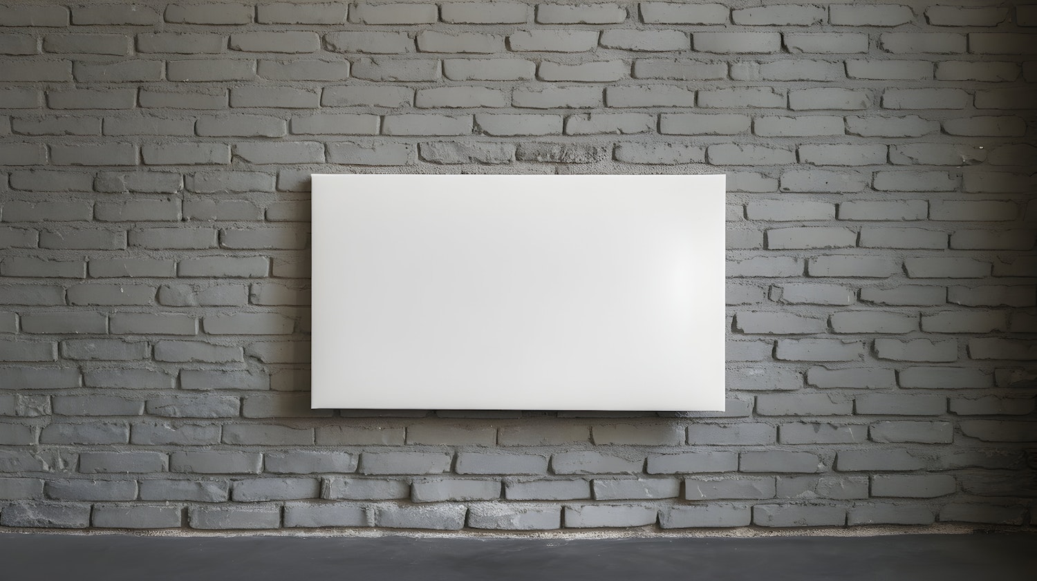 Minimalist White Panel on Gray Brick Wall