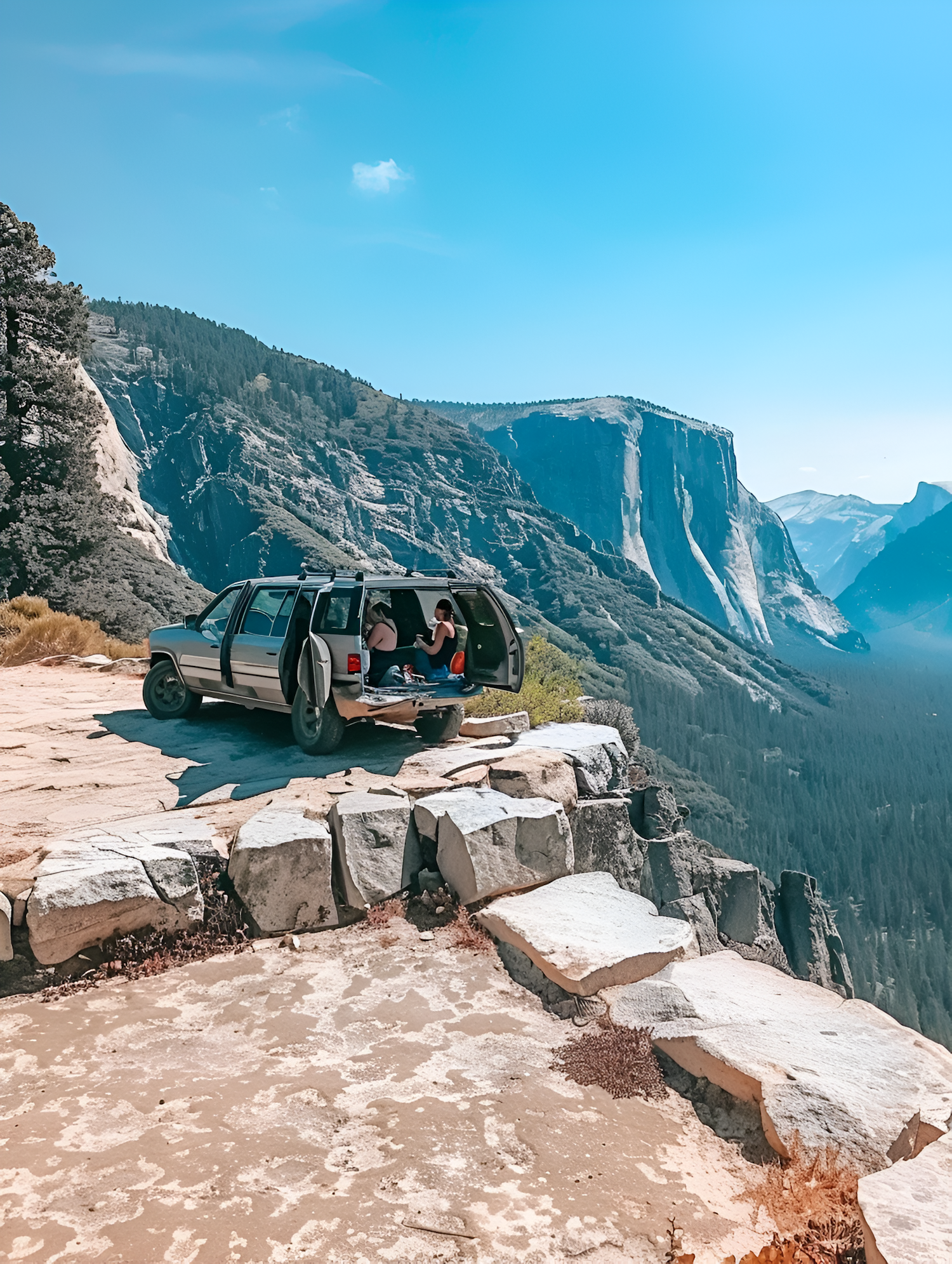 Scenic Mountain View with Vehicle