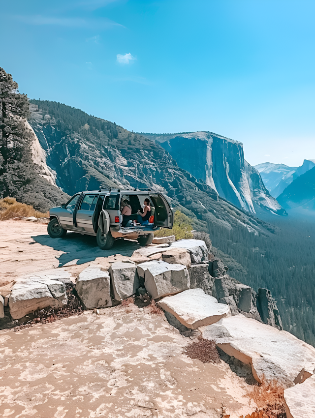 Scenic Mountain View with Vehicle