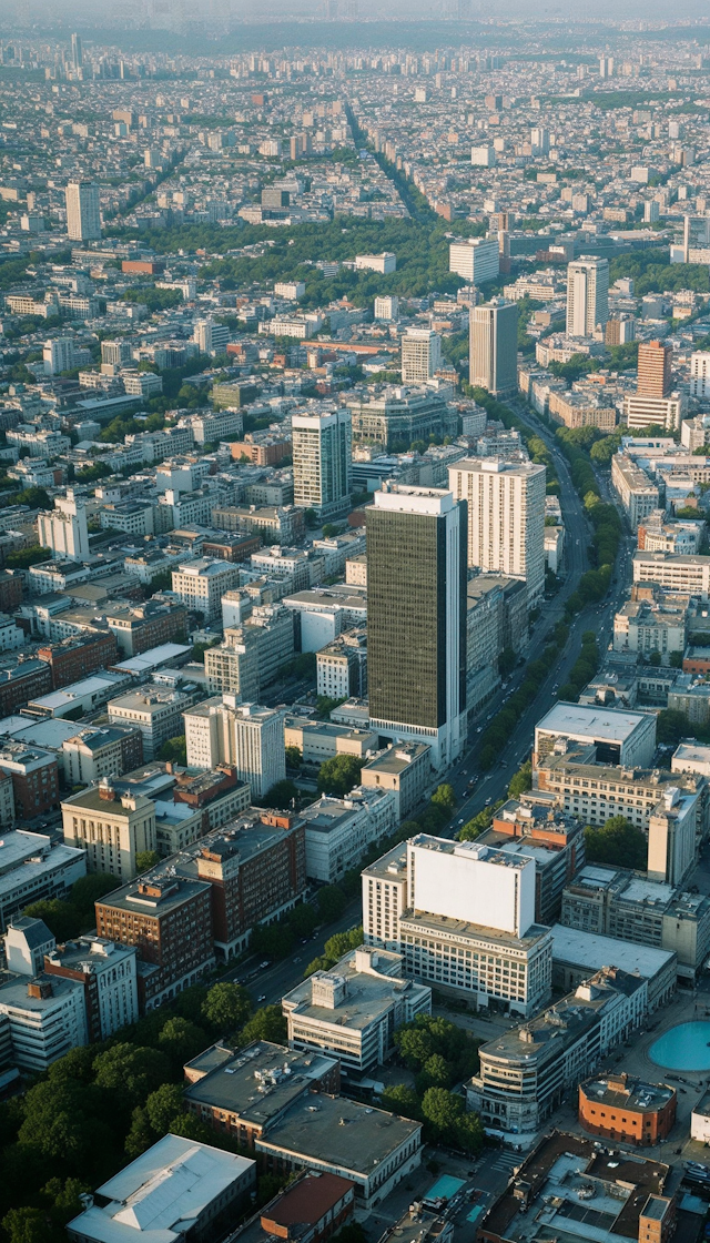 Aerial View of Bustling Urban Landscape