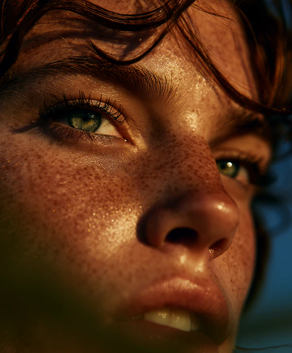 Freckled Face Close-Up