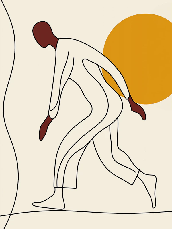 Minimalist Line Drawing of Human in Motion