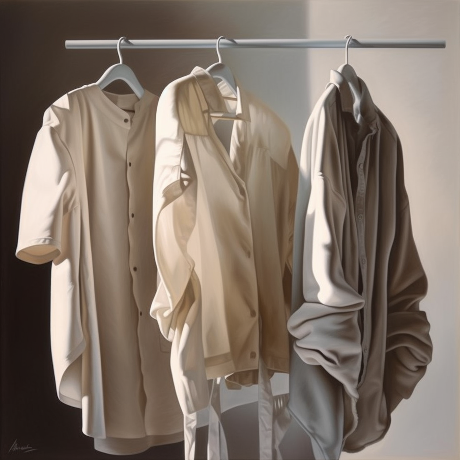 Artistic Depiction of Hanging Shirts