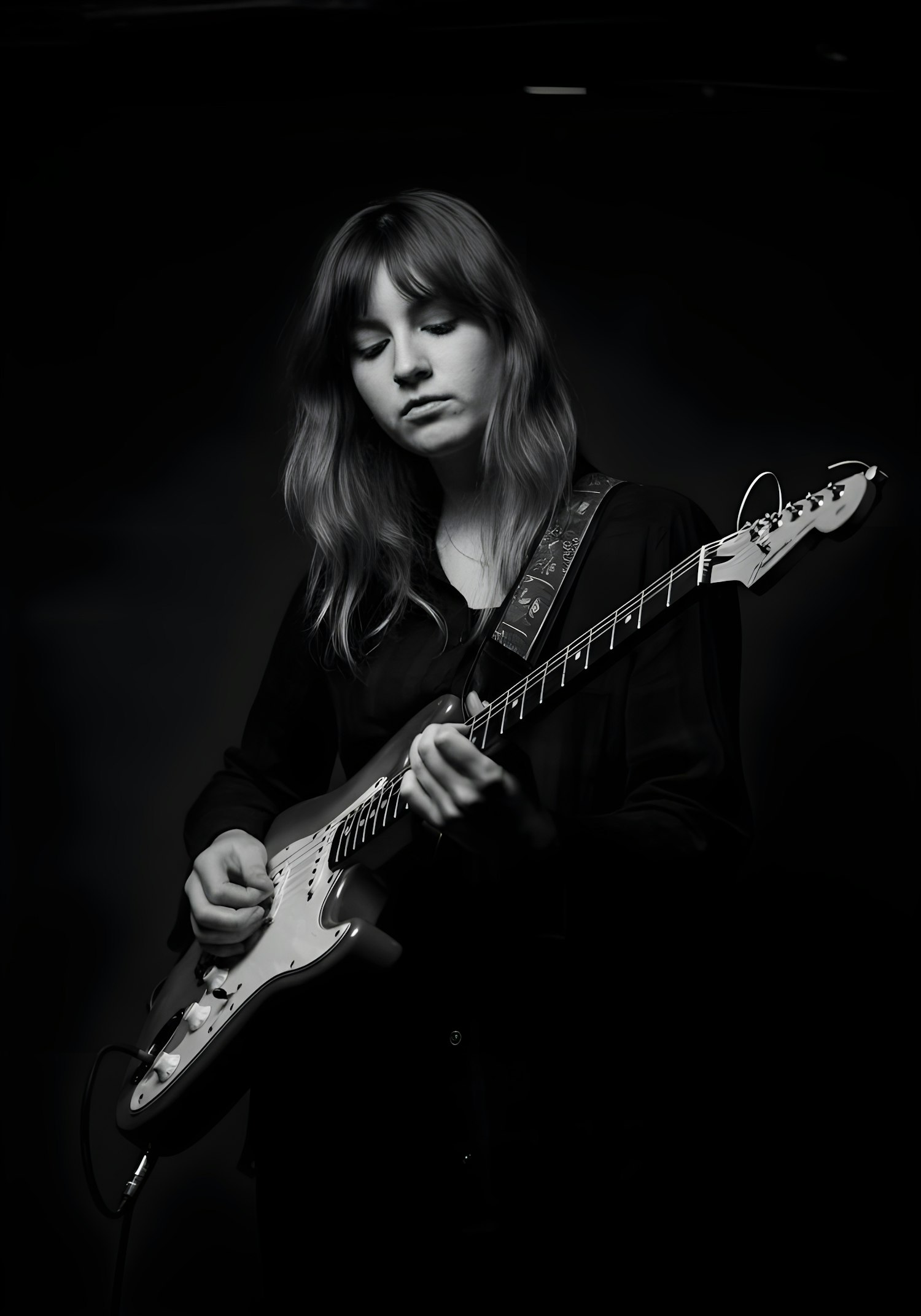 a girl playing guitar