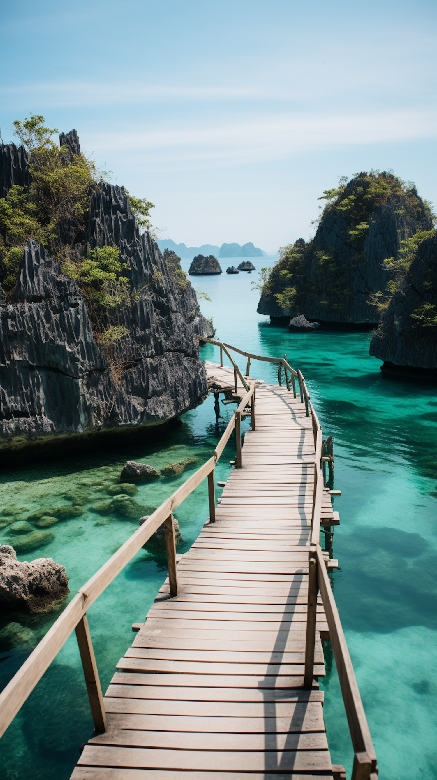 Serenity Boardwalk Amidst Limestone Cliffs