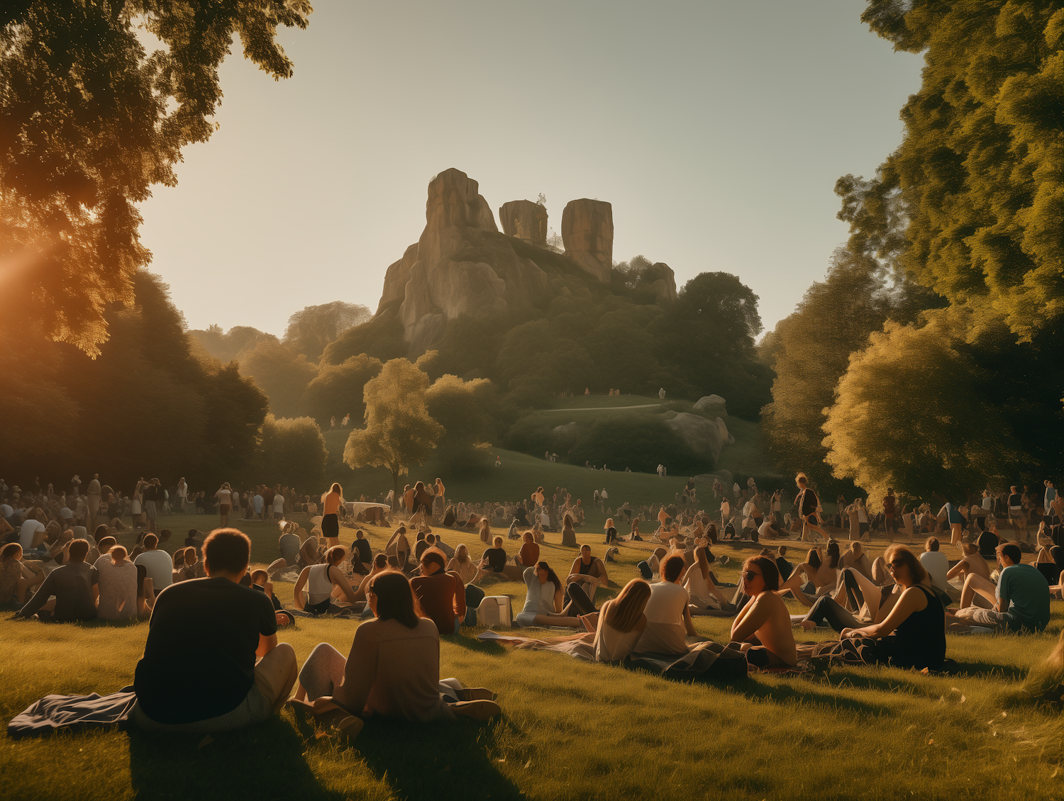 Golden Hour Commune in the Meadow