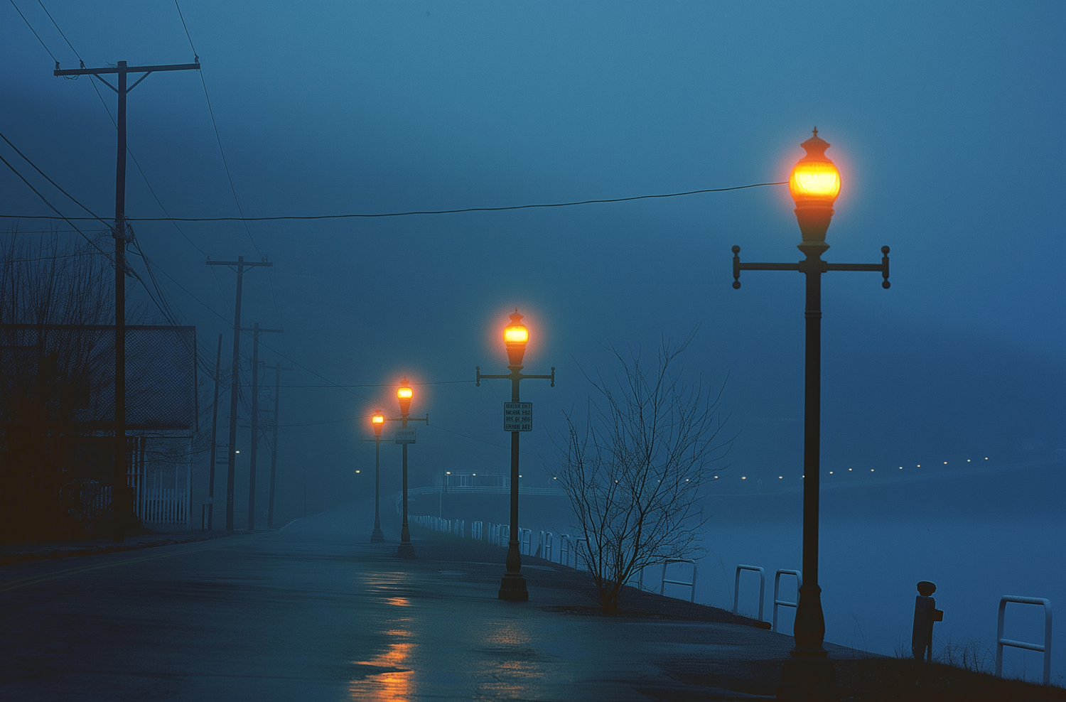 Melancholic Dusk on Rain-Soaked Street