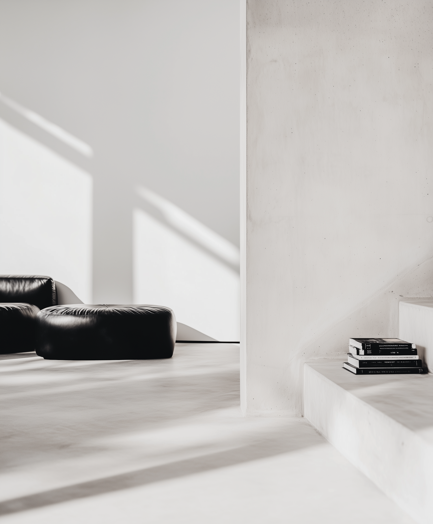 Minimalist Interior with Pouf and Books