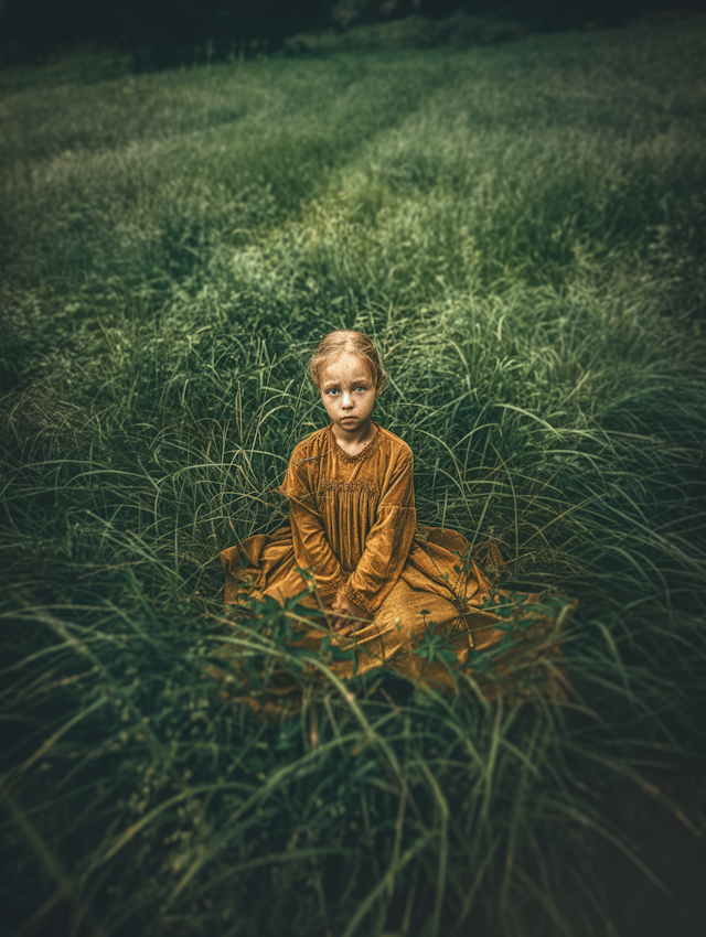 Young Child in Lush Field