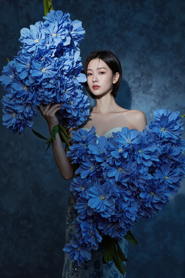Woman with Blue Flowers
