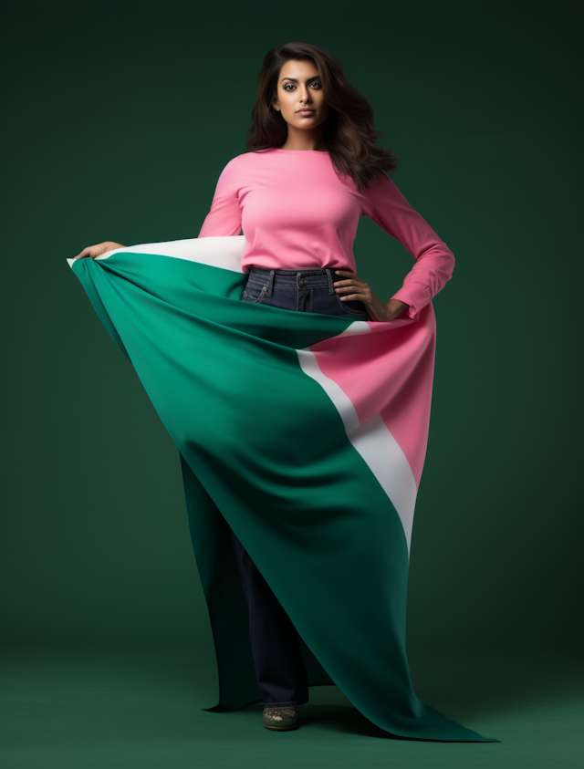 Elegant Poise in Pink and Green