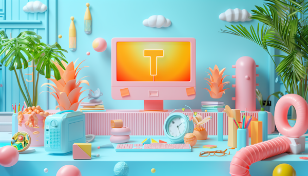 Vibrant Pastel-Themed Creative Workspace