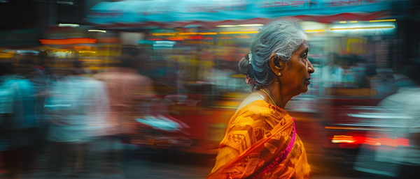 Contemplative Woman in Traditional Sari