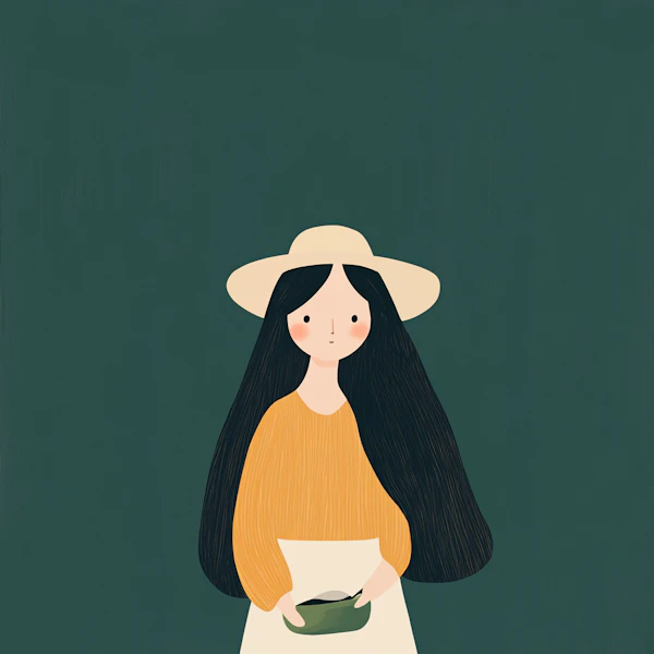 Stylized Illustration of Person with Hat