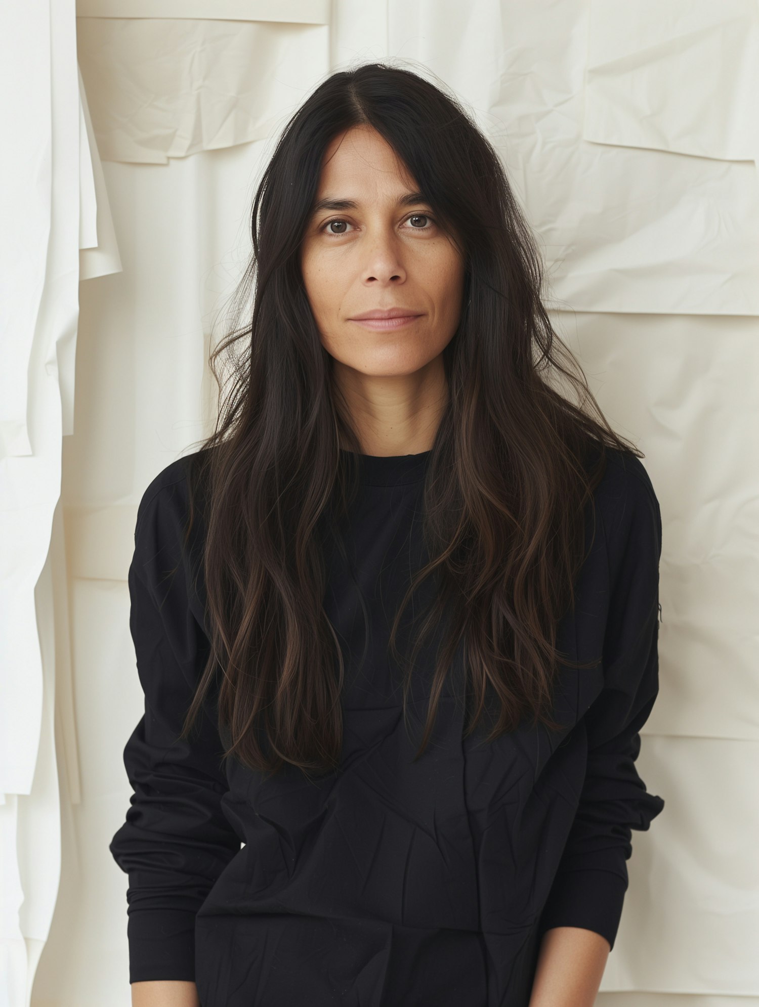 Serene Woman with Textured Backdrop