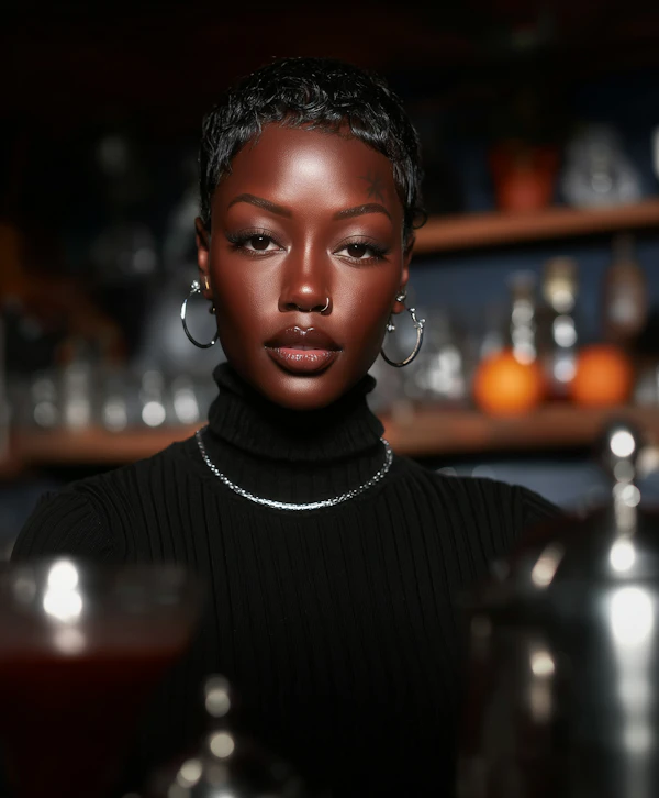 Elegant Portrait in Cafe
