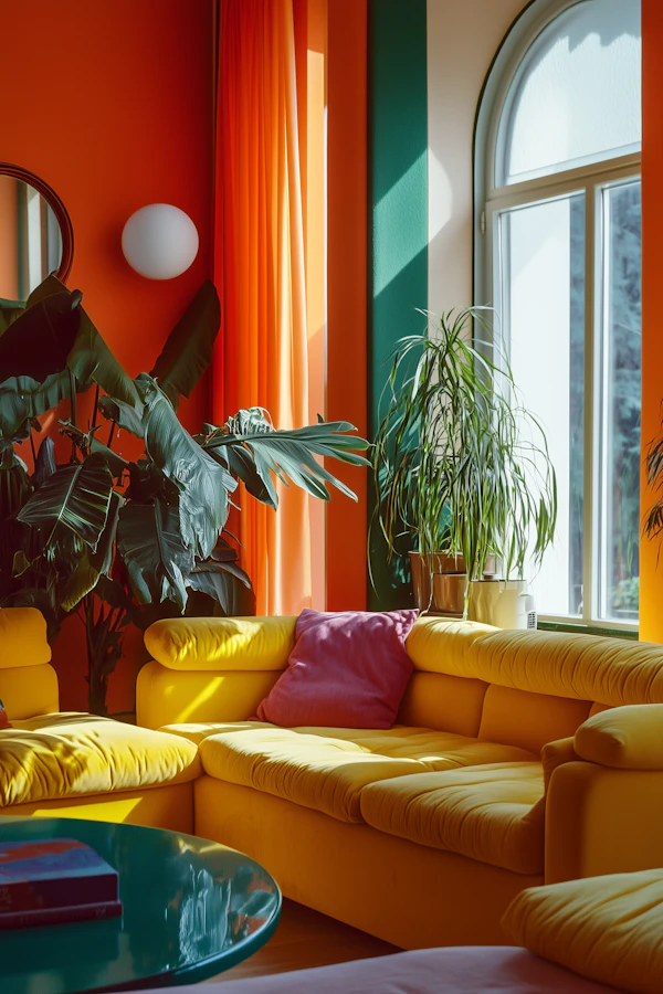 Vibrant Interior with Yellow Sofa