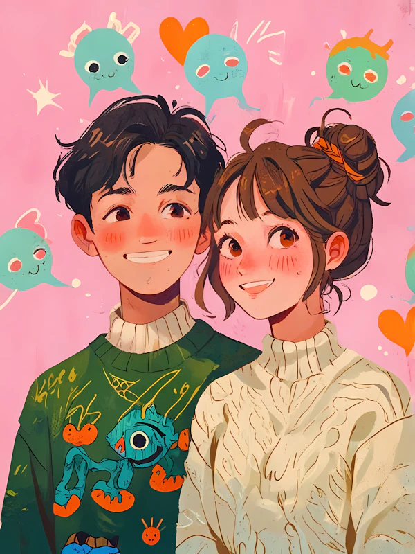 Charming Couple Illustration