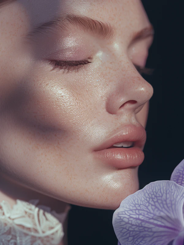 Serene Side Profile with Flower