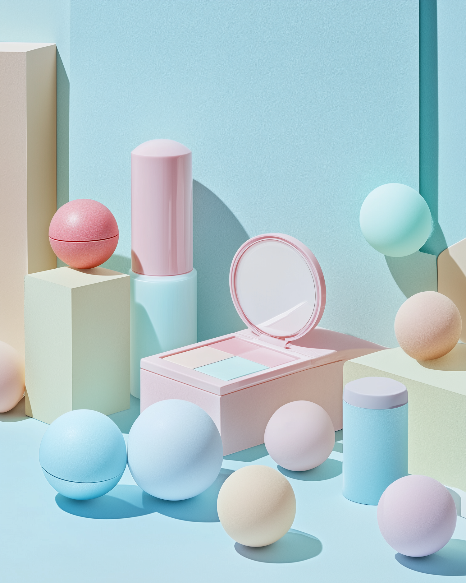 Pastel Geometric Beauty Composition