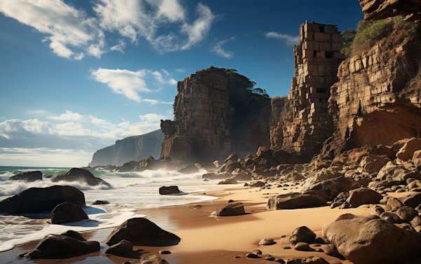 Ancient Coastal Ruins at Sundown